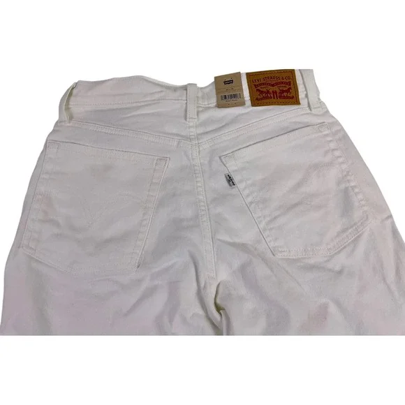 Levi's Wedgie Straight White Jeans Womens 30x28 High Rise Stretch Denim - Picture 4 of 15